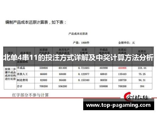 北单4串11的投注方式详解及中奖计算方法分析